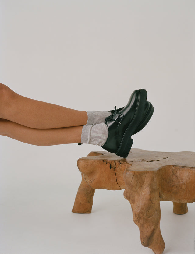 The Agnelli Sock in Light Heather Grey with black oxfords